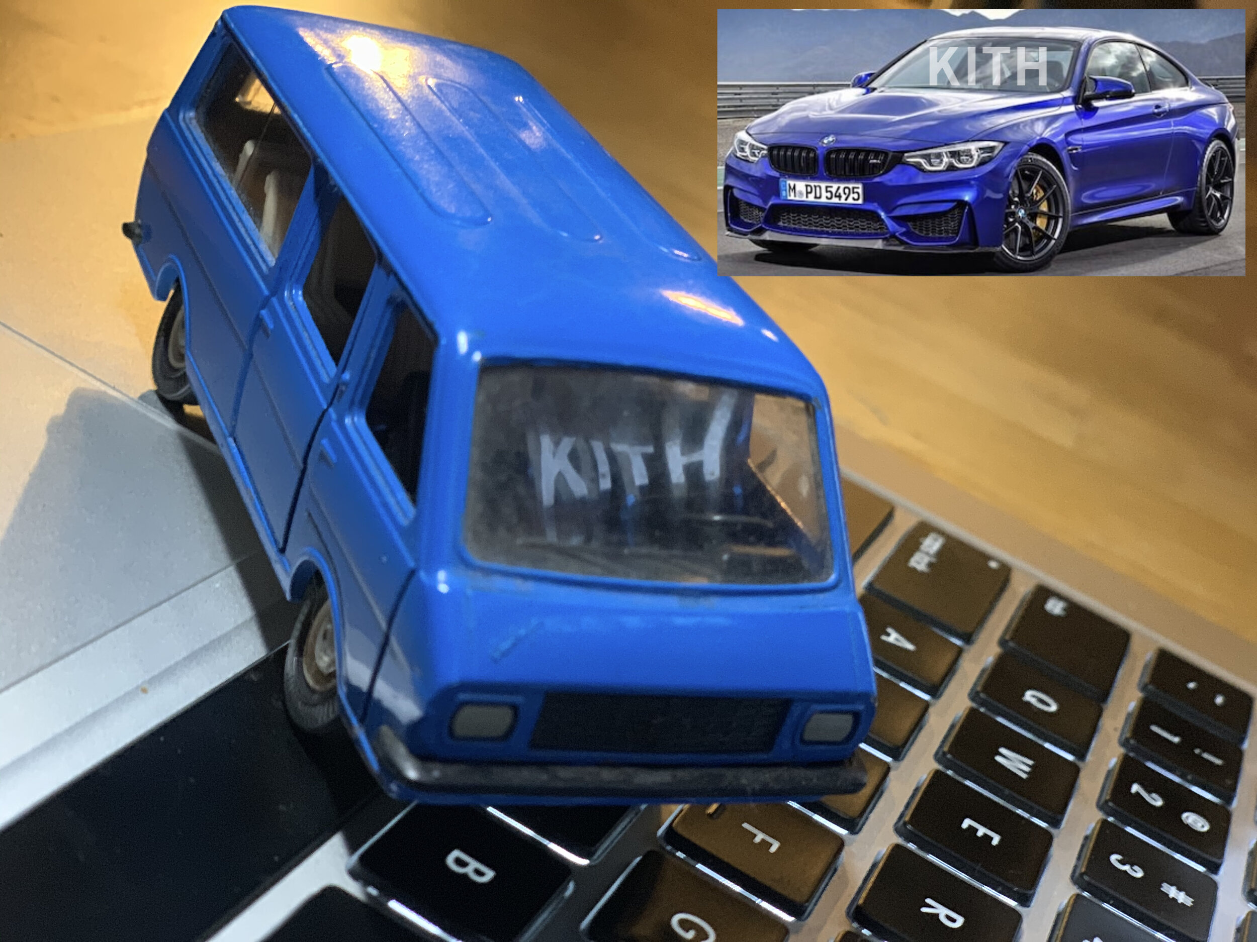  Original design sketch and proof of concept.   The initial intent was to create a backwards KITH logo out of LED Neon and suspend it above the car so that you would see the KITH logo in photos of the BMW. Due to time and budget constraints we ended 
