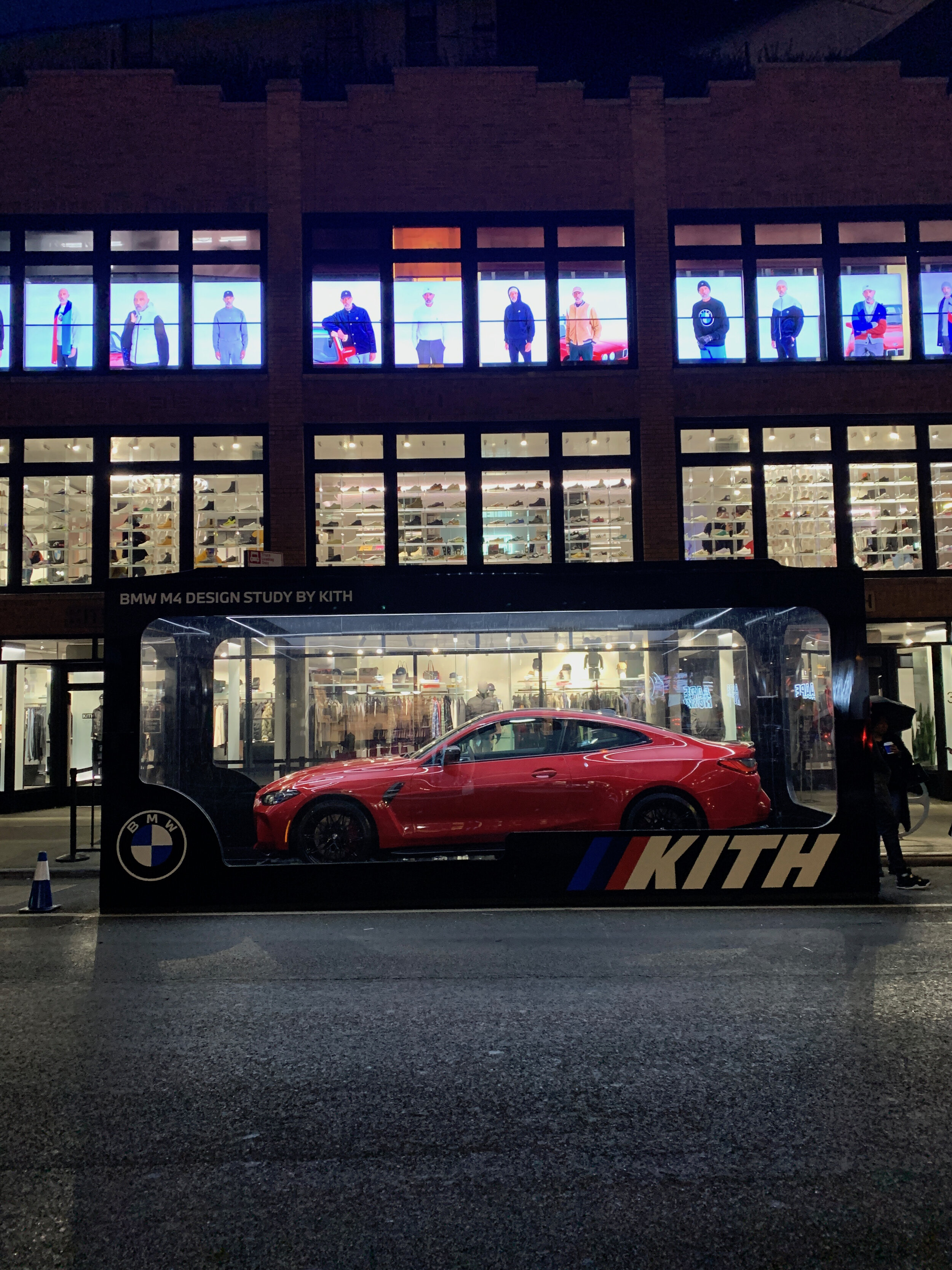  In collaboration with a scenic shop, we designed how to light a car in the traditional style of car commercial photography, except the car was in a plexiglass box on a NYC street and could not have any cables running to it.  A really special NYC tre
