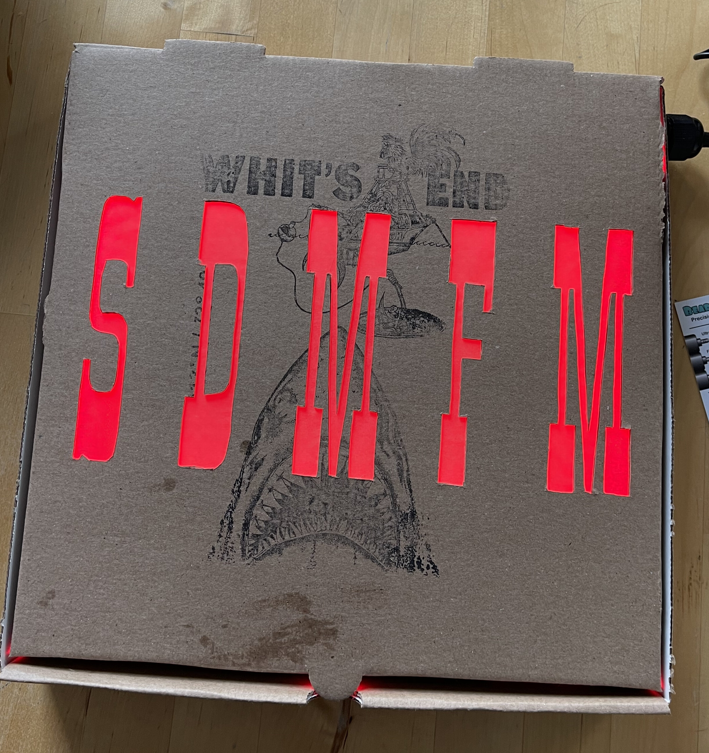  A pizza box lends itself to being the perfect signage light box in the age of LED’s. Starting as an art contest in a pizza shop, these have become so much more,     Custom project. 24 V non color changing LED’s Simple plug and play operation.  