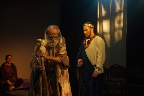John Henry Steelman as "Tiresius", Katie Trupiano as "The Chorus" &amp; Ryan Joseph Yow as "Oedipus"