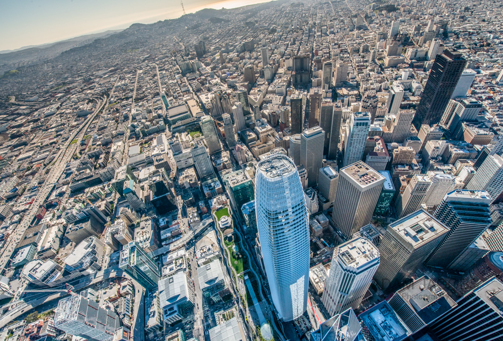 Always look fo unique oblique angles when shooting out of helicopters. Here’s the Salesforce Tower looking South all the way to Twin peaks.