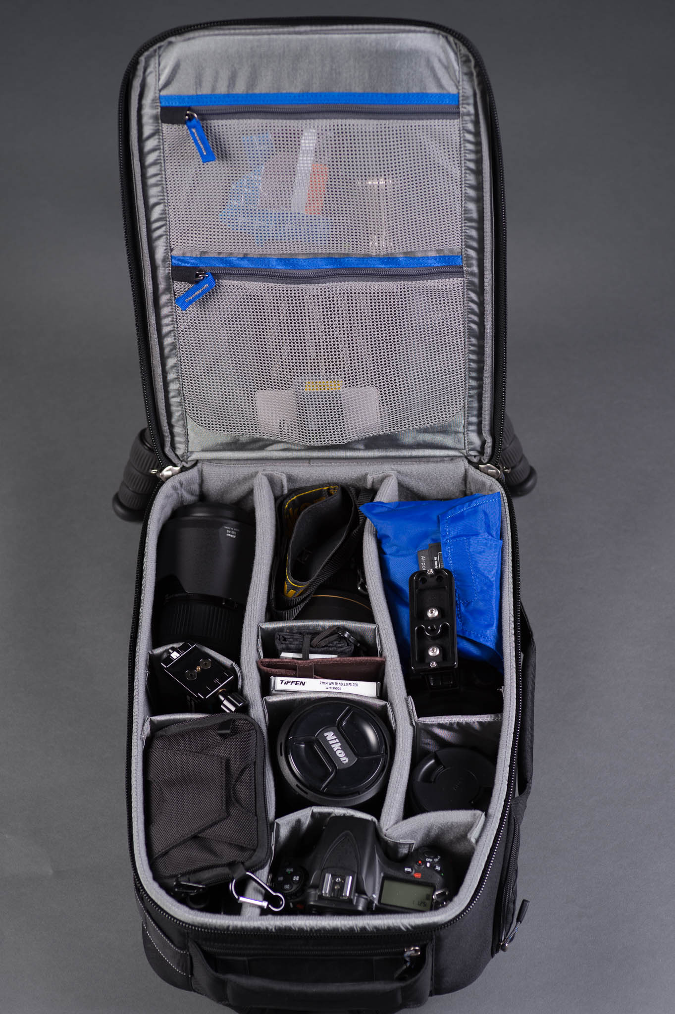 All my gear, packed into one compact backpack.