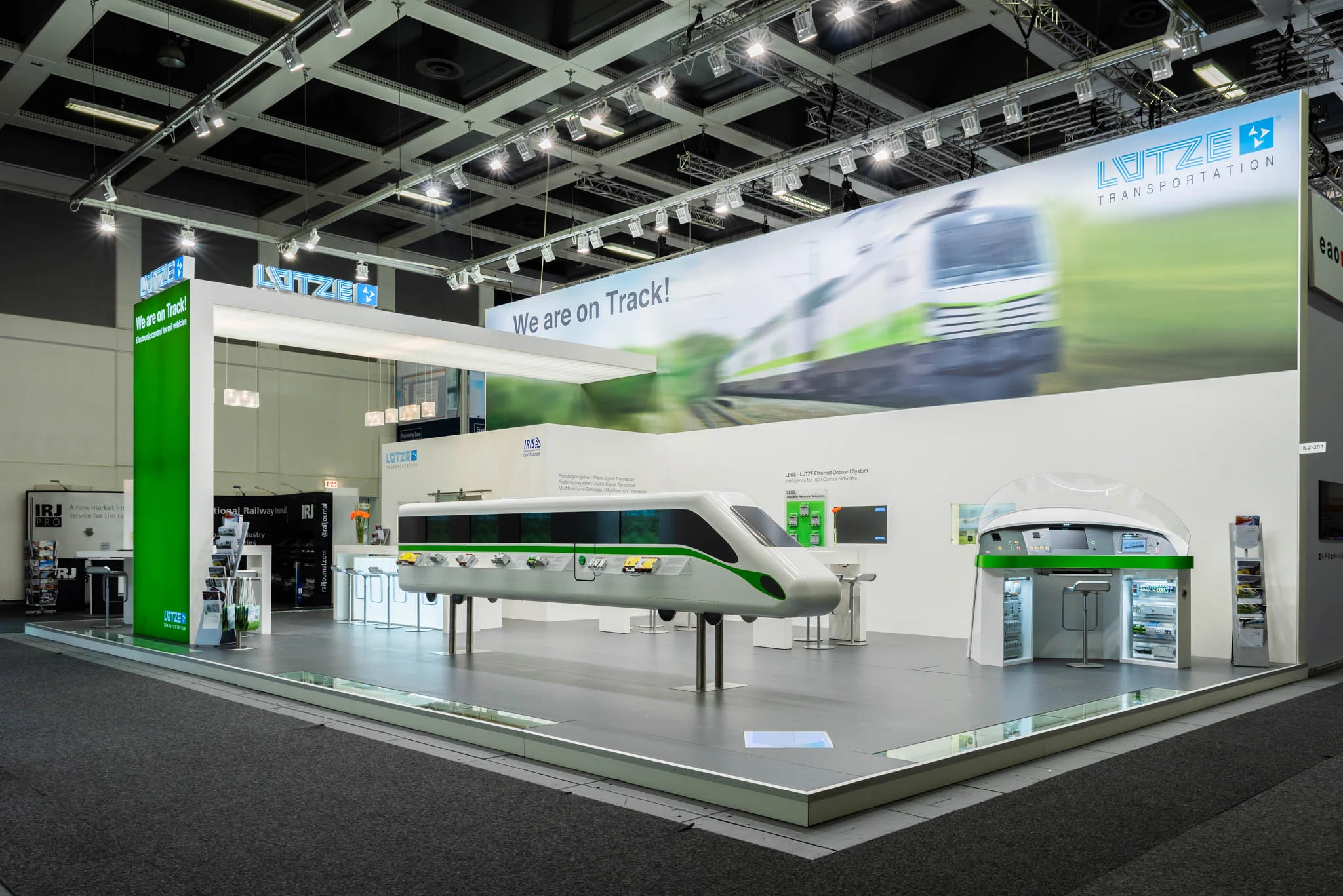 Tradeshow booth Booth of a manufacturer for railroad control systems.