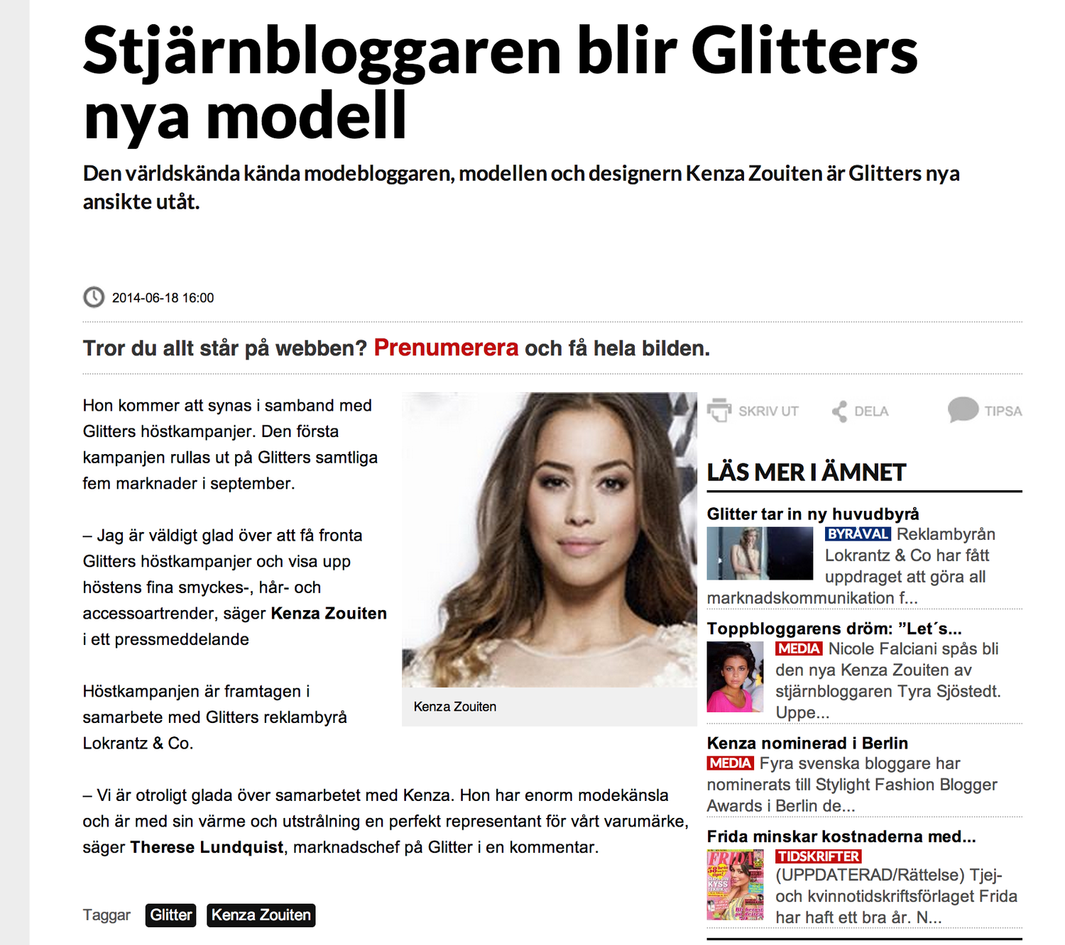 Glitter, Resumé 2014