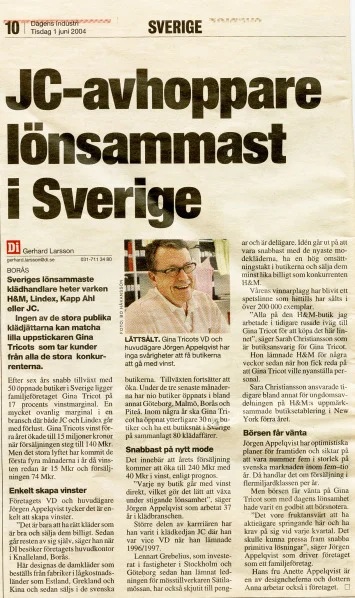Gina Tricot, Dagens Industri, June 2004