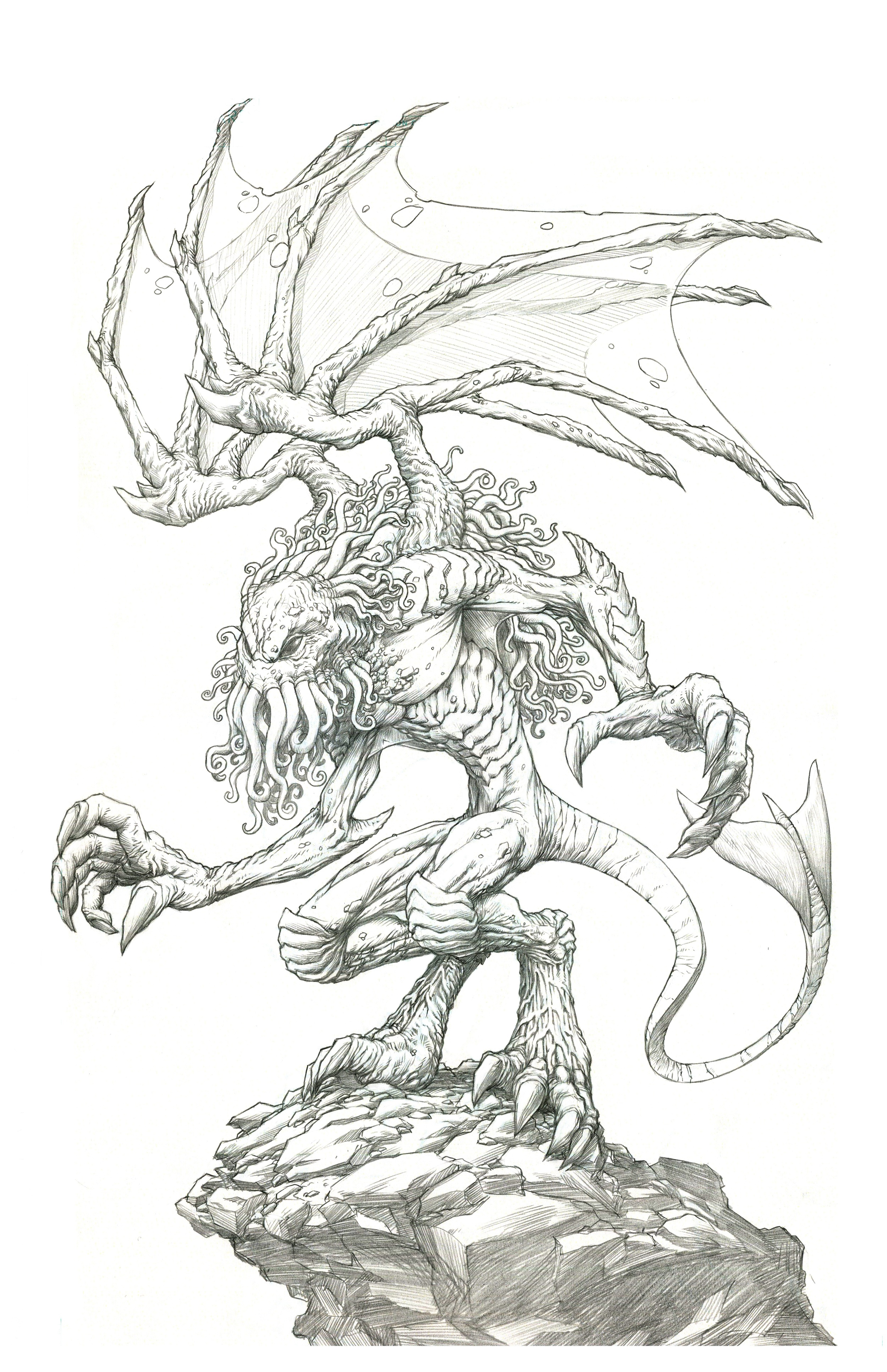 A quick pencil Cthulu.