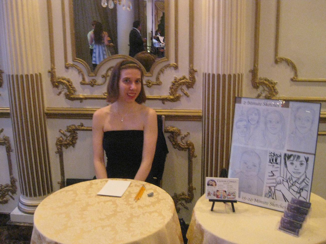 Mindy Indy's set up for portrait drawings at Terrace on the Park
