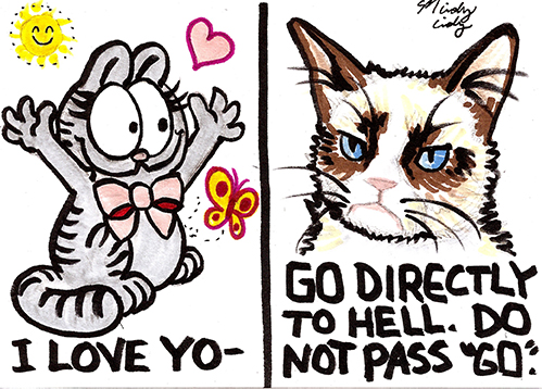 Nermal from Garfield. I felt Garfield is kind of similar to Grumpy Cat, but Grumpy would still win.