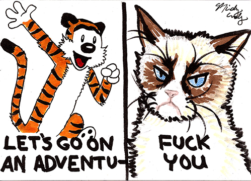 Remember this guy? Tigers are still cats. Lots of guys I talk to say Calvin & Hobbes was their favorite comic strip.