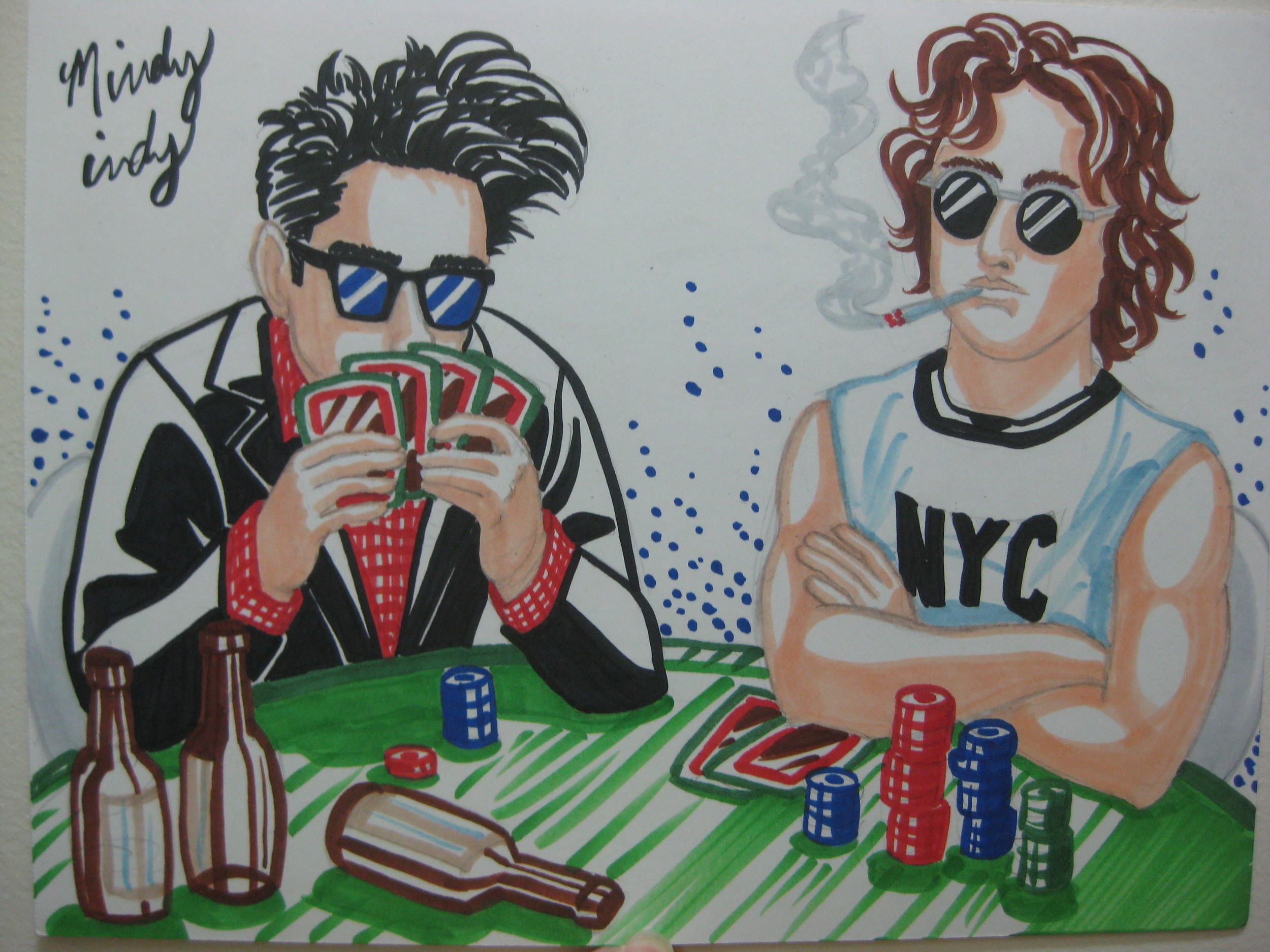 Morrissey VS. John Lennon at poker. These are the kinds of awesome things that I can make happen! Of course Morrissey is losing at the game, like he loses at life in all his emo songs :P