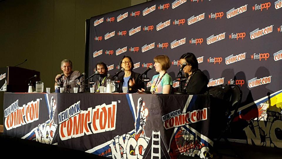 The Papercutz team on the Charmz School panel at NYCC 2016! Left to right: Sven Larsen (marketing), Jeff Whitman (editorial), Janice Chiang (letterer), Mindy Indy (penciler/inker/colorist), Amy Chu (writer), and not pictured is Jay Jay Jackson (penciler/inker/colorist) who joined us later in the panel!