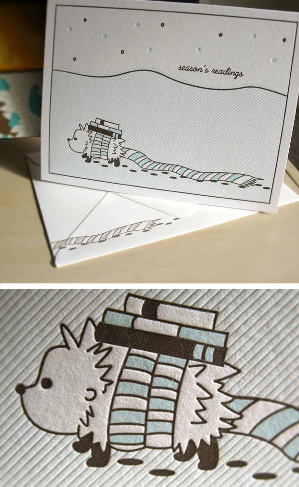 Hedgehog Letterpress Holiday Card