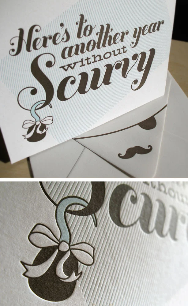 Typography Letterpress Holiday Card
