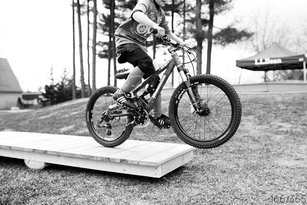 After the soccer game, where you played so well and even scored, and after lunch at the bbq restaurant, I think you were most excited to try the mountain bike park set up at LL Bean for Bike & Boat weekend. You impressed this crew, they called you a talented rider. 