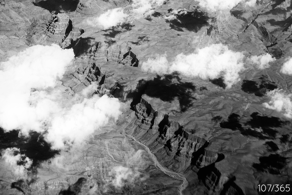 Flying from Boston to LA, I spotted the Grande Canyon out the window. Excitedly I grabbed my long lens. 