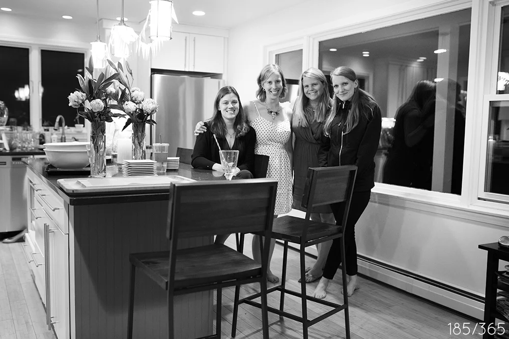 After the party, with the girls who really helped me pull it all together. To bravely celebrate my 40th birthday. It was quite a celebration with 15 enjoying decadent treats including East End mini-Cupcakes, Holy Donut donuts, kettle corn, French macaroons, gelato, and some savory goodies as well. 