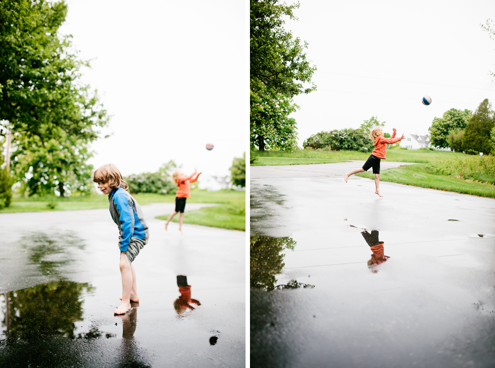 204/365 Puddles and baskets after dinner, barefoot. Hello spring. Ah the water feels cool.