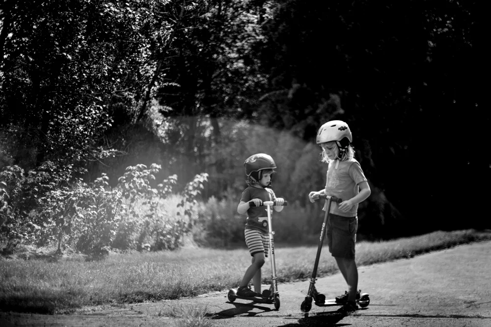 273/365 morning scooter races with your brother, still in your pjs