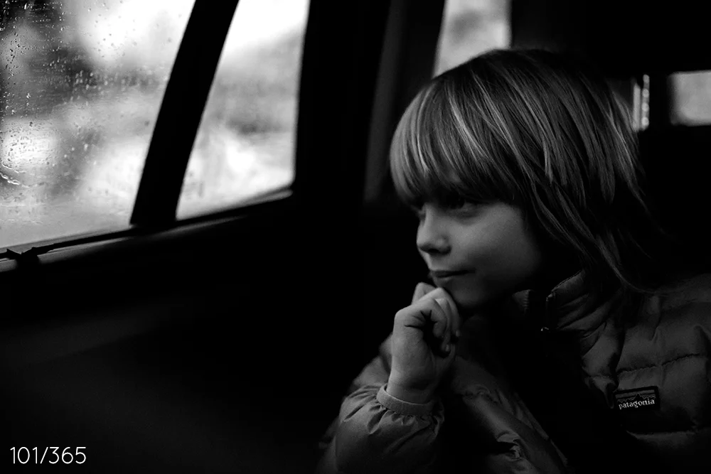 On our way to Winchester to visit the cousins on a cold wet night.
