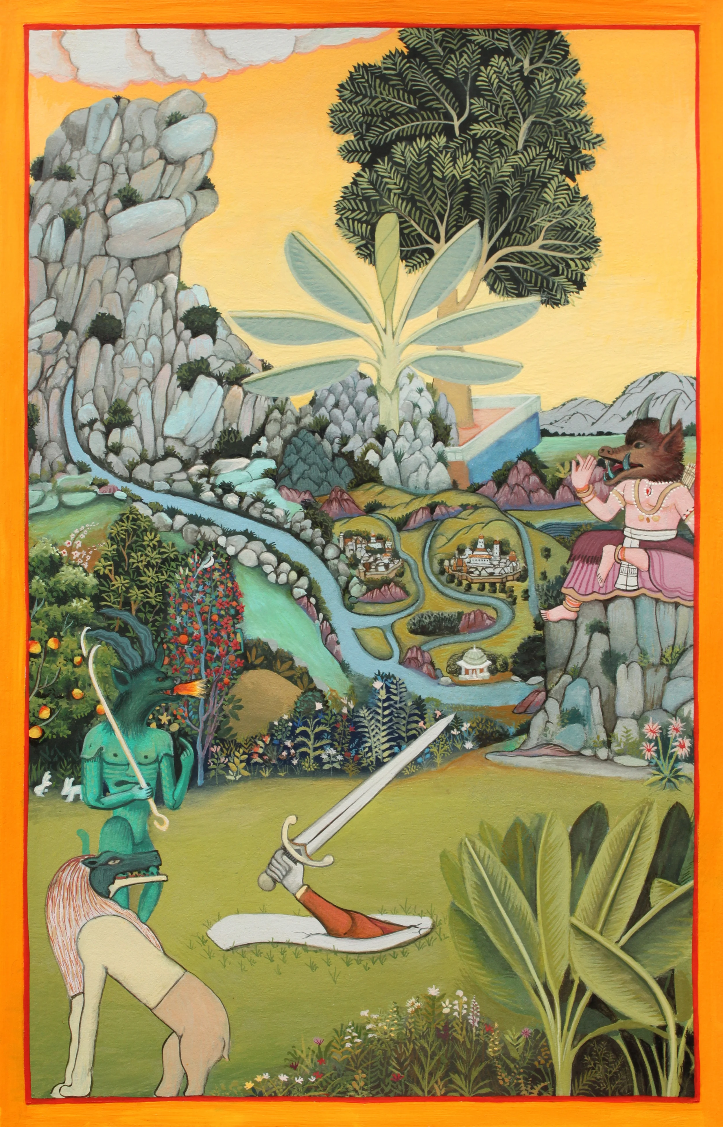 Fire Wakes It 2013 gouache on paper 10.25 x 6.5 inches