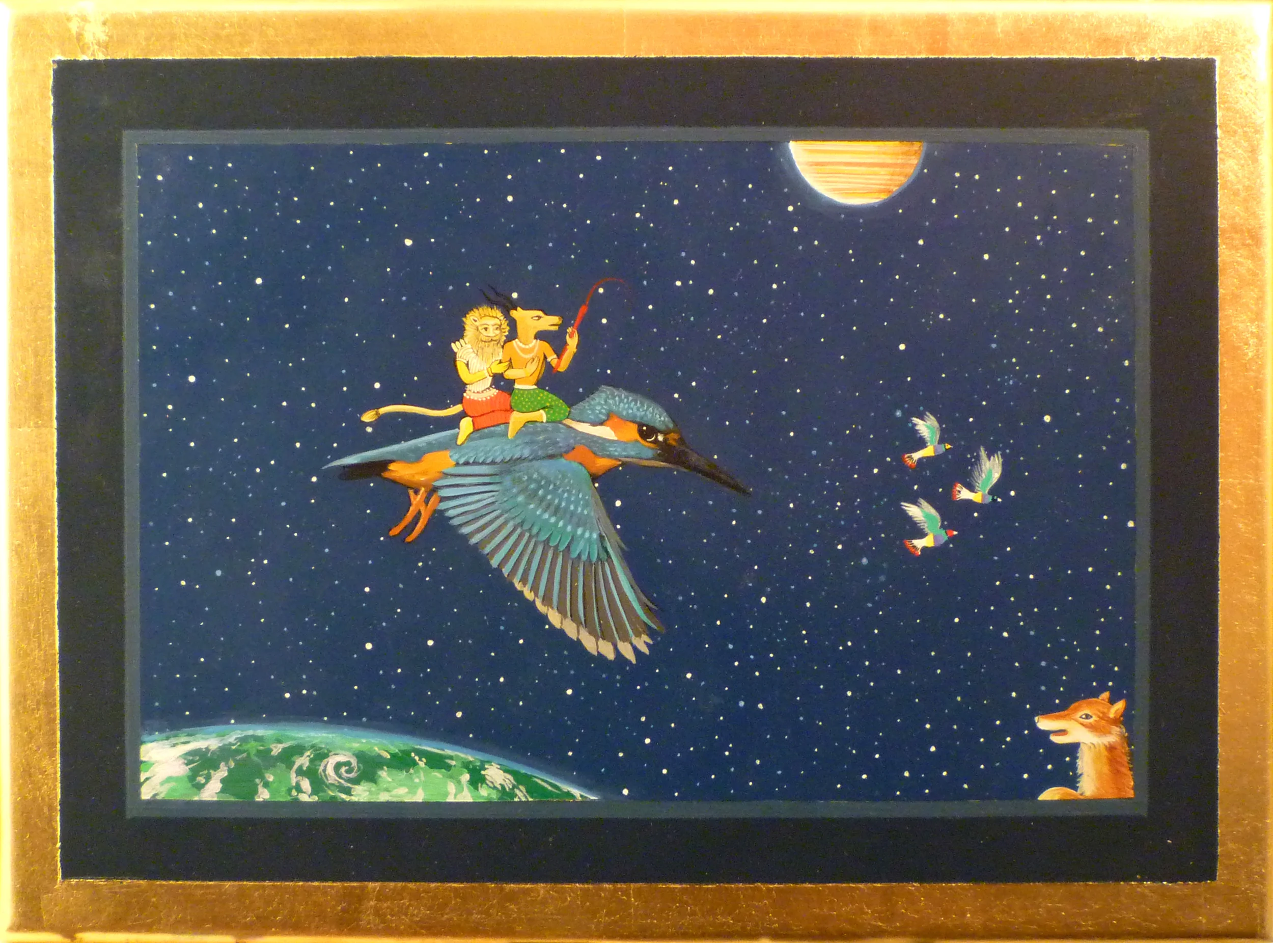 Journey to the Tosselrad 2009 acrylic and metal leaf on panel 9 x 12 inches n ot available