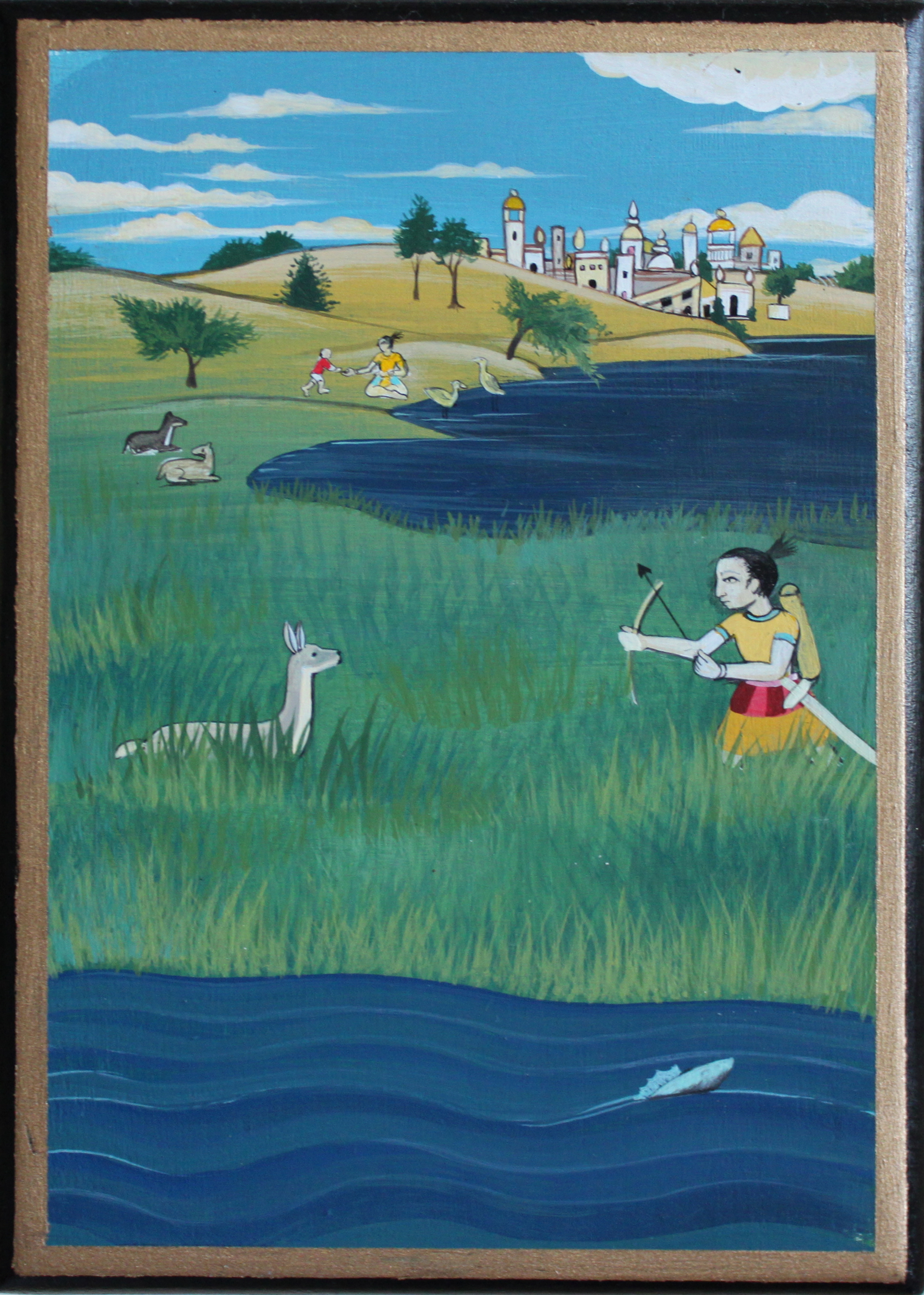 Considering 2011 acrylic and metal leaf on panel 7 x 4.75 inches n ot available