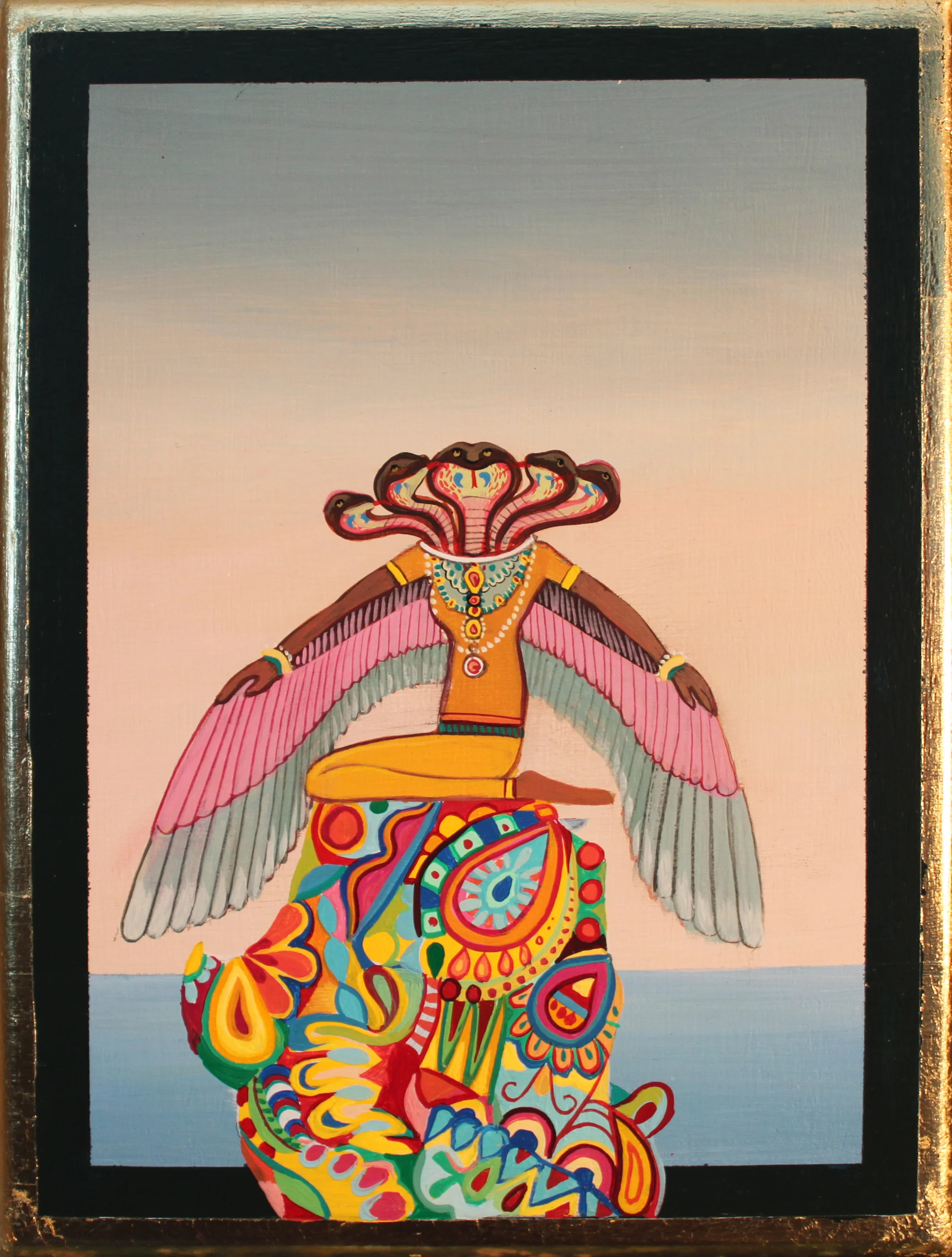 Dreamsnake 2013 acrylic and metal leaf on panel 8 x 6 inches n ot available