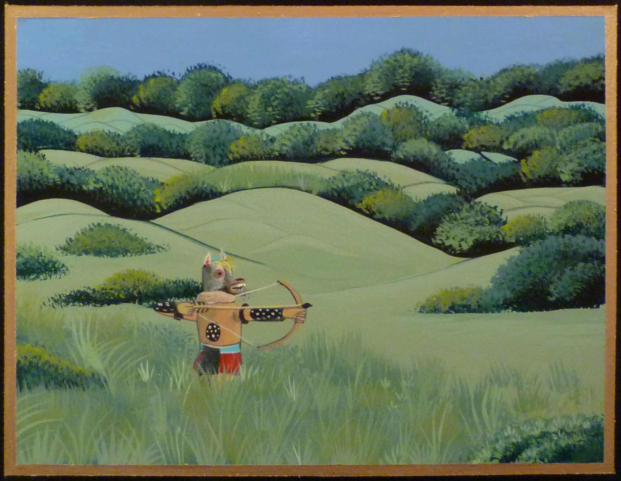 The Hunt 2012 acrylic and metal leaf on panel 7 x 9 inches