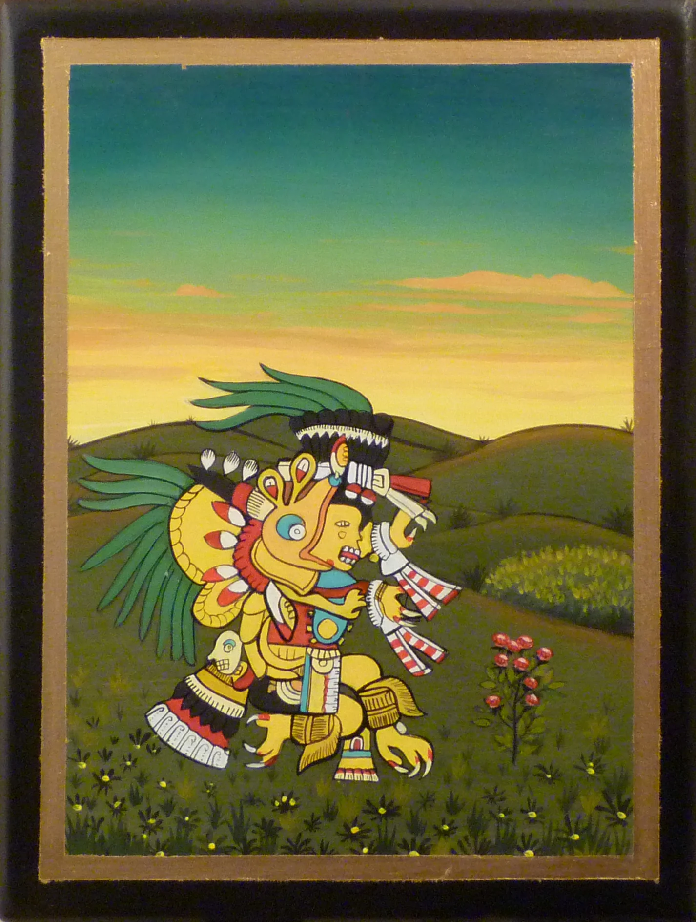Gathering Ingredients at Dusk 2011 acrylic and metal leaf on panel 8 x 6 inche s available at the 13FOREST Gallery