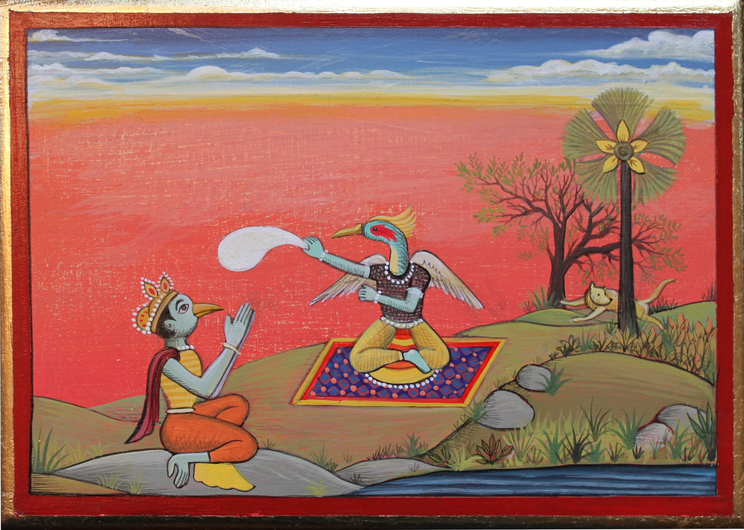 The Gainingof Knowledge 2011 acrylic and metal leaf on panel 5 x 7 inches n ot available