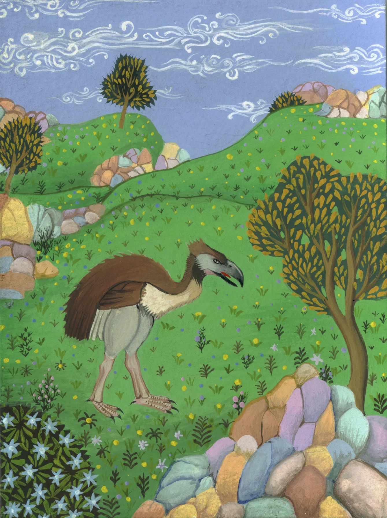 Bird man 2007 gouache on paper 6 x 4.5 inches