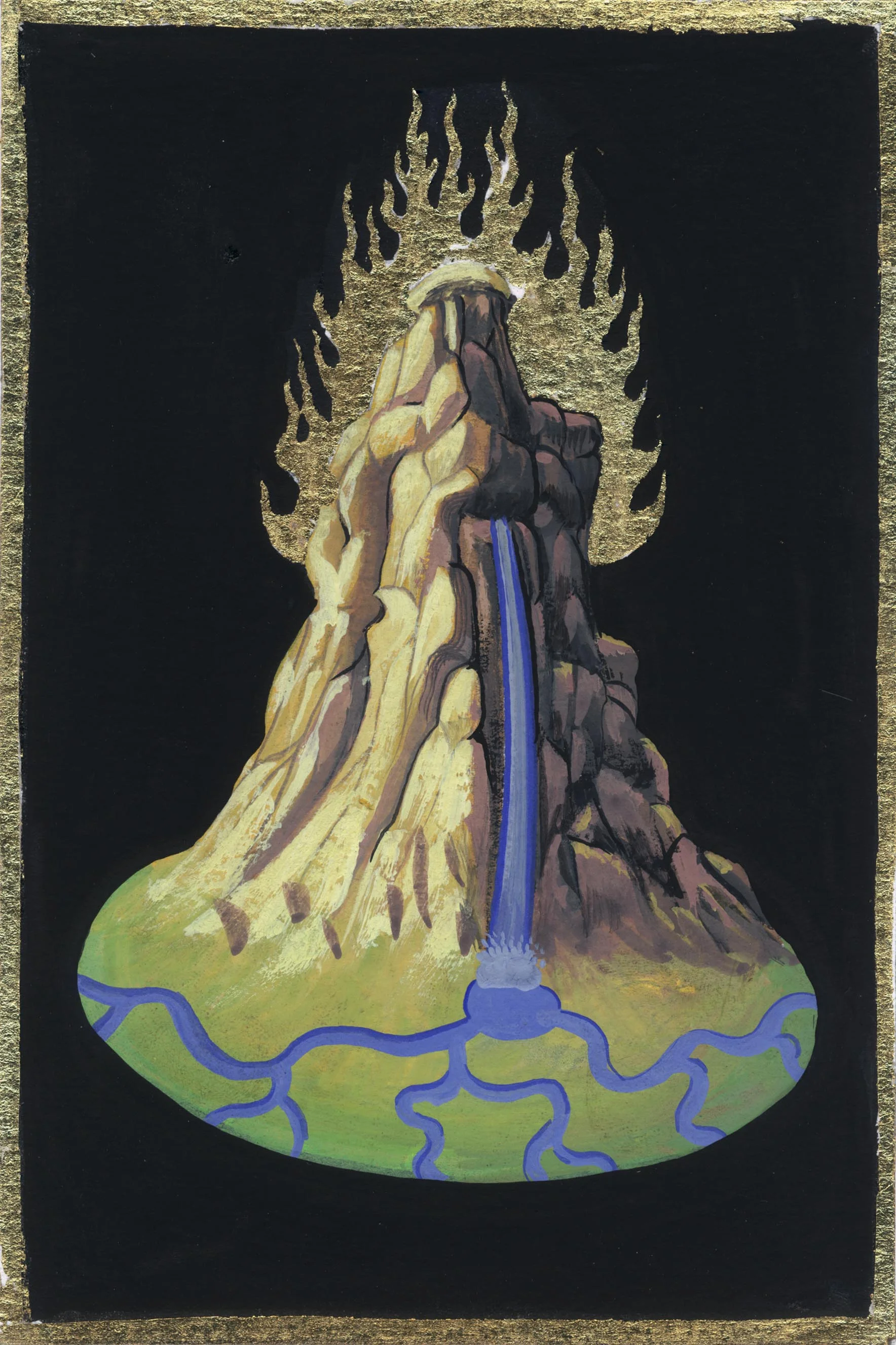Flaming Fountain 2007 gouache on paper 6 x 4.5 inches