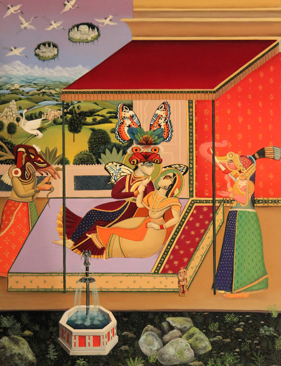 Auspicious meetings 2015 oil on panel 17.875 x 13.875 inches 