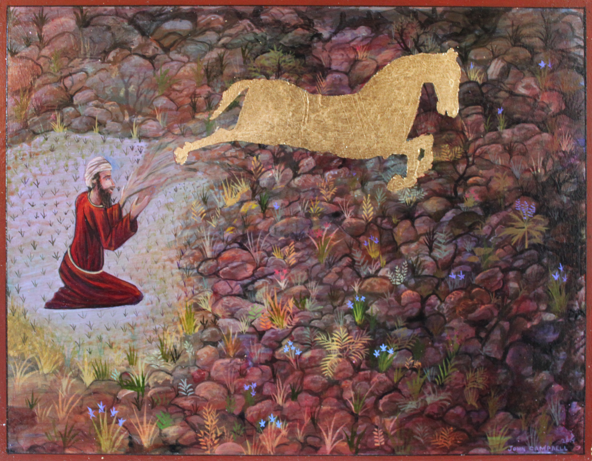 Golden Horse 2015 gouache on paper 5.25 x 3.35 inches available at the 13FOREST Gallery