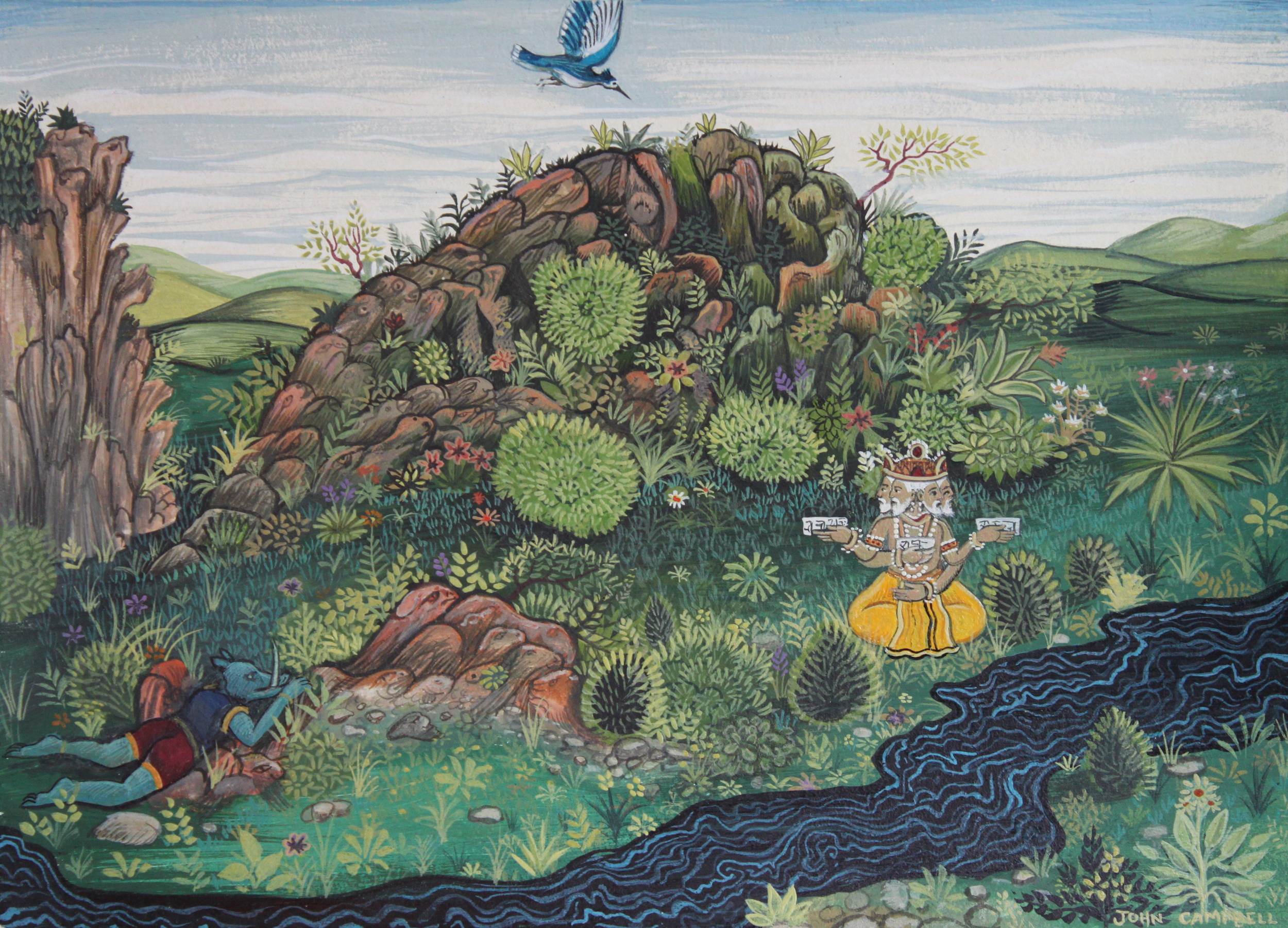 The three teachings 2015 gouache on paper 9" x 11" available at 13FOREST