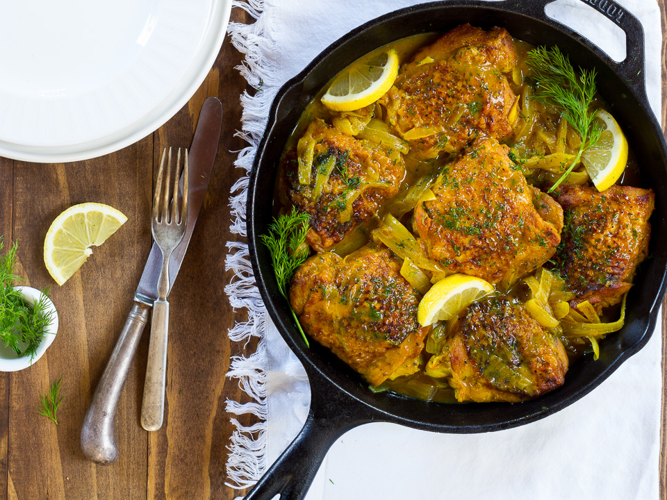 Braised Chicken Thighs w/ Lemon & Dill - an easy weeknight dinner recipe