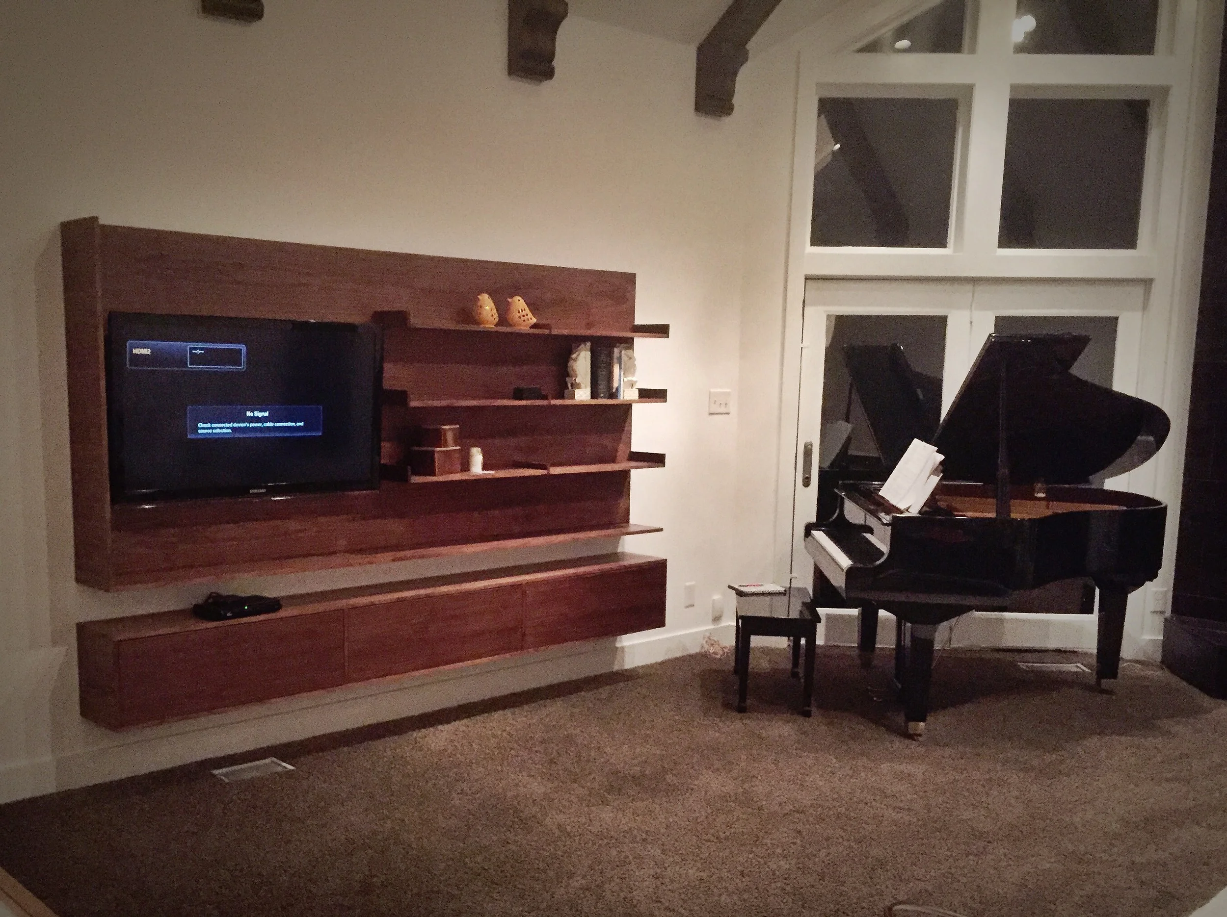 Floating TV Console and Cubbies