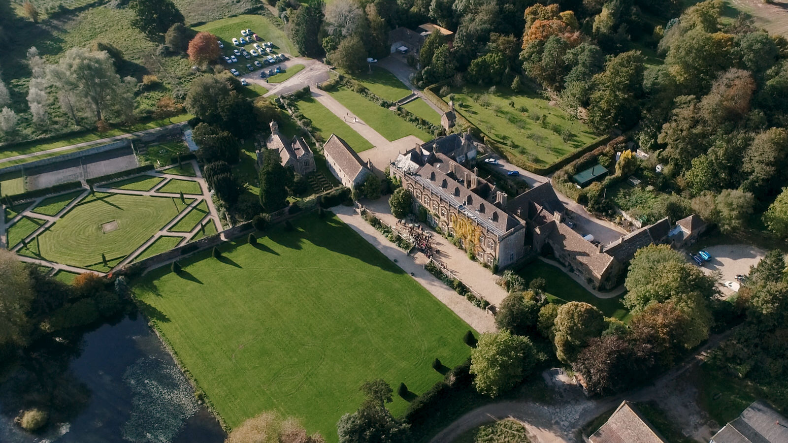aerial photograph of Brympton House in Somerset
