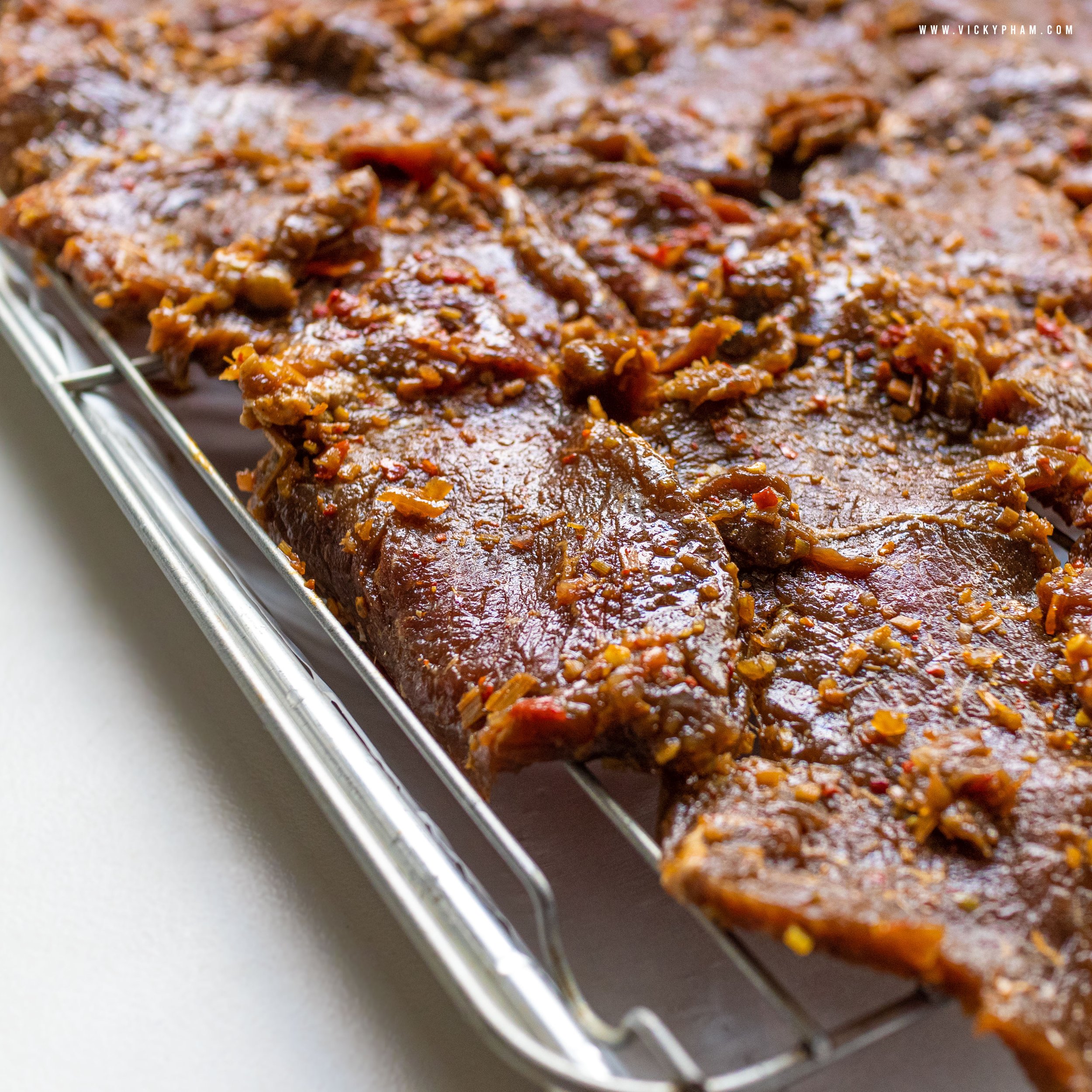 Spicy Vietnamese Beef Jerky (Khô Bò Sa Tế) No Food Dehydrator Needed — Vicky Pham