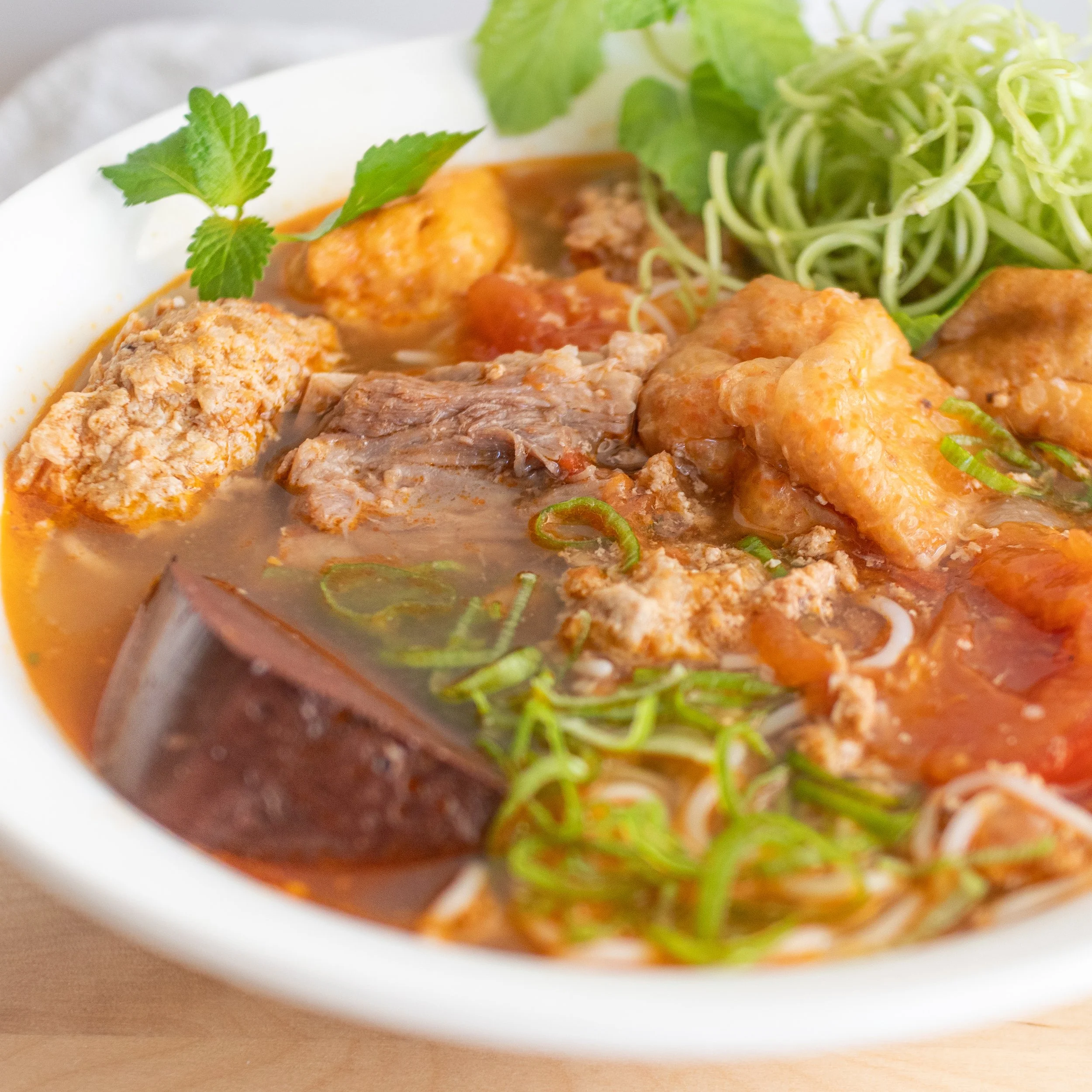 Vietnamese Crab and Tomato Noodle Soup with Pork (Bun Rieu) — Vicky Pham