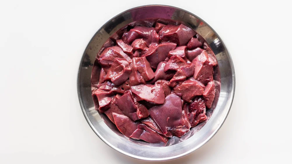 raw pork liver in bite-sized pieces