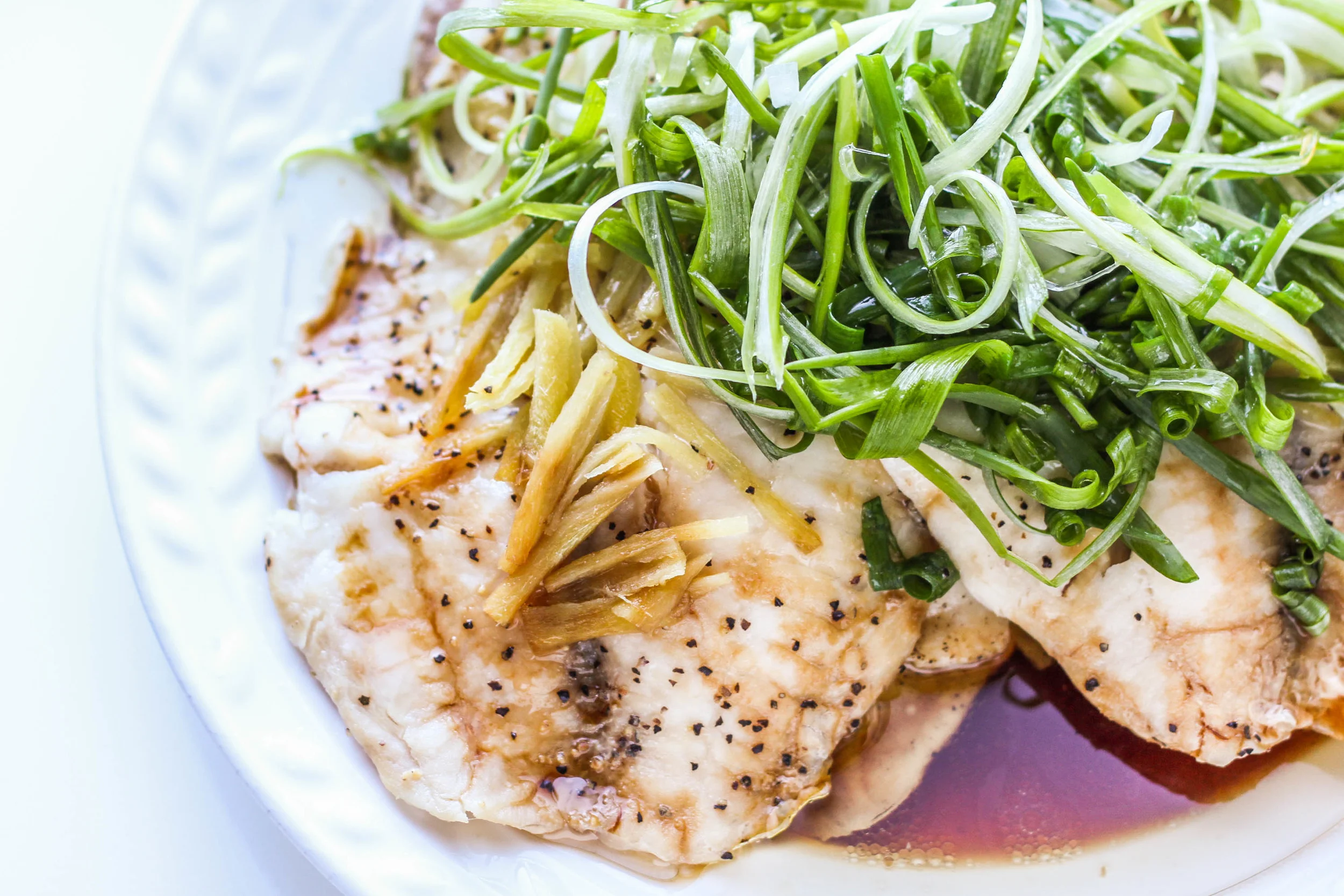 Steamed Fish with Scallions, Ginger and Soy Sauce (Ca Hap Gung Hanh