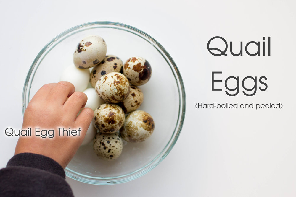 Hard-boiled quail eggs