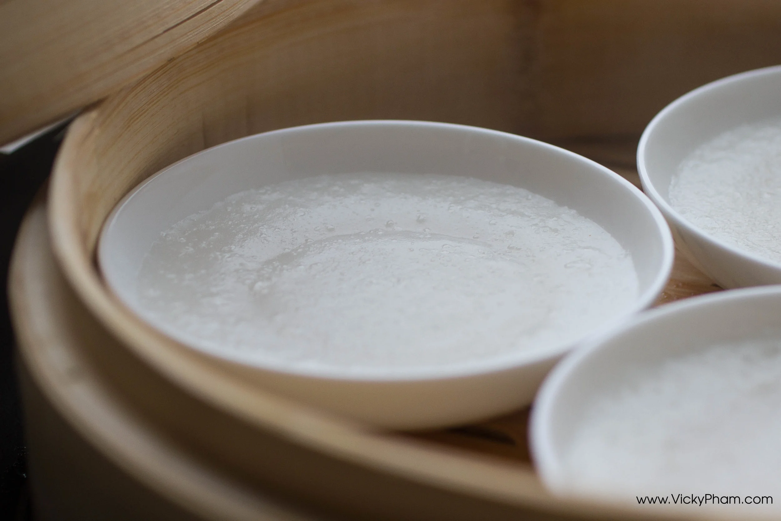 Vietnamese Steamed Savory Rice Cakes with Mung Bean Paste & Dried