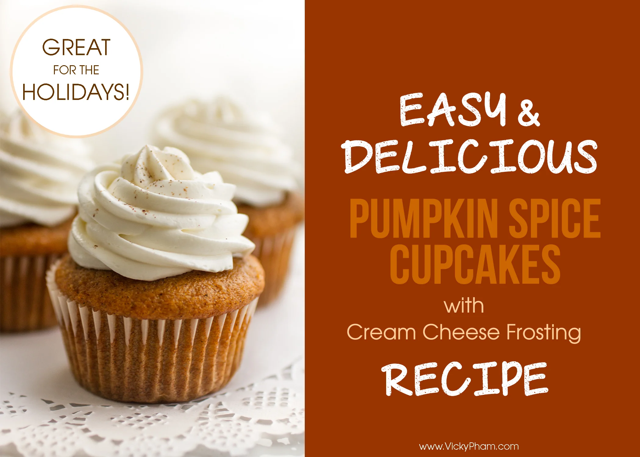 Easy and Delicious Pumpkin Spice Cupcakes with Cream Cheese Frosting Recipe (makes 24)