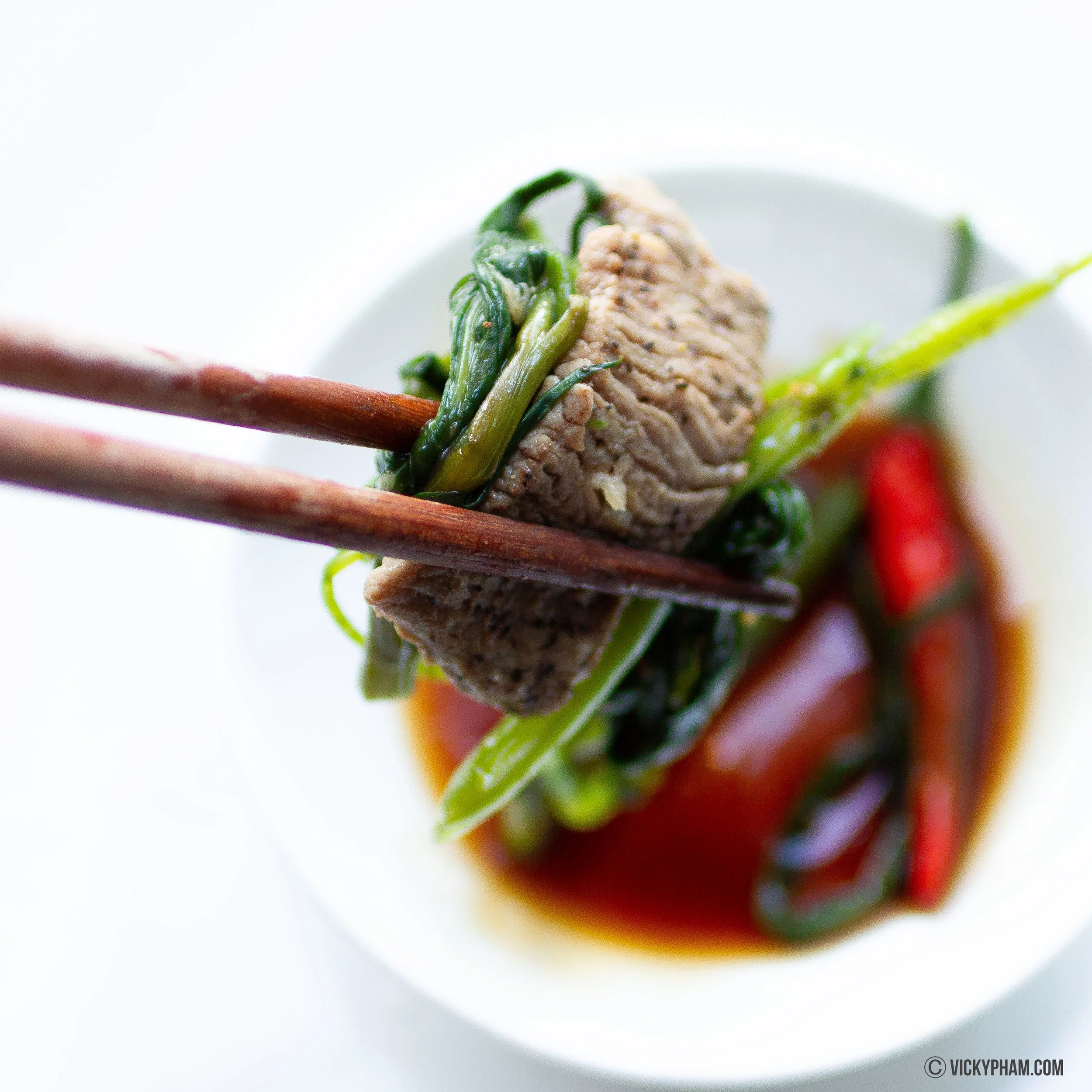StirFried Water Spinach/Morning Glory with Beef (Rau Muong Xao Thit Bo