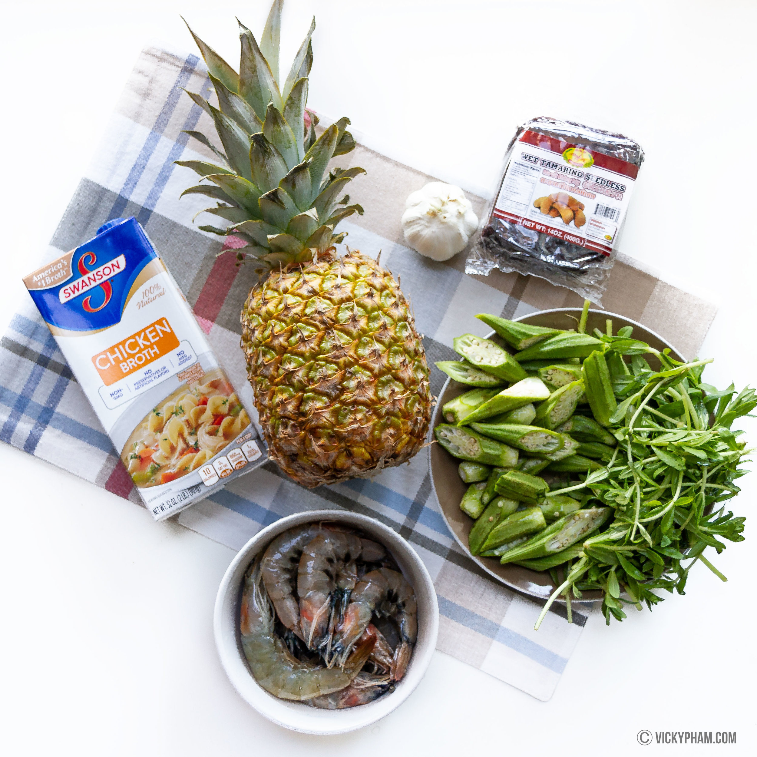 Vietnamese Sweet & Sour Shrimp Soup with Pineapple (Canh Chua Tom