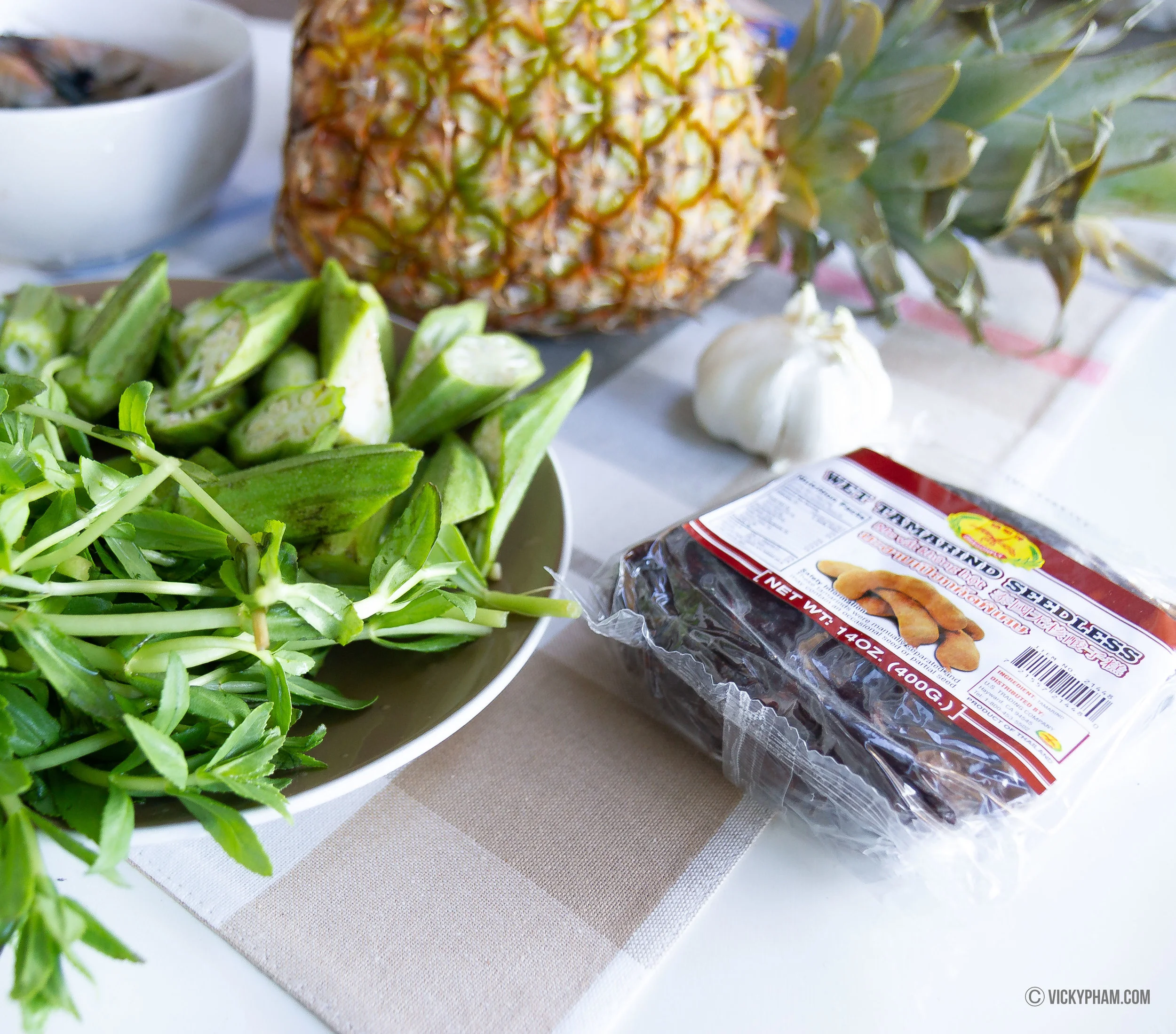 Vietnamese Sweet & Sour Shrimp Soup with Pineapple (Canh Chua Tom Nau Thom)
