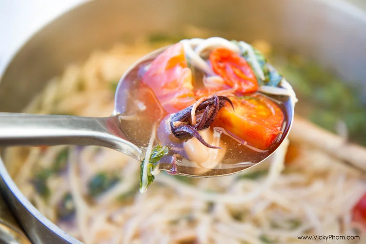 Vietnamese Sweet &amp; Sour Soup with Squid (Canh Chua Muc)