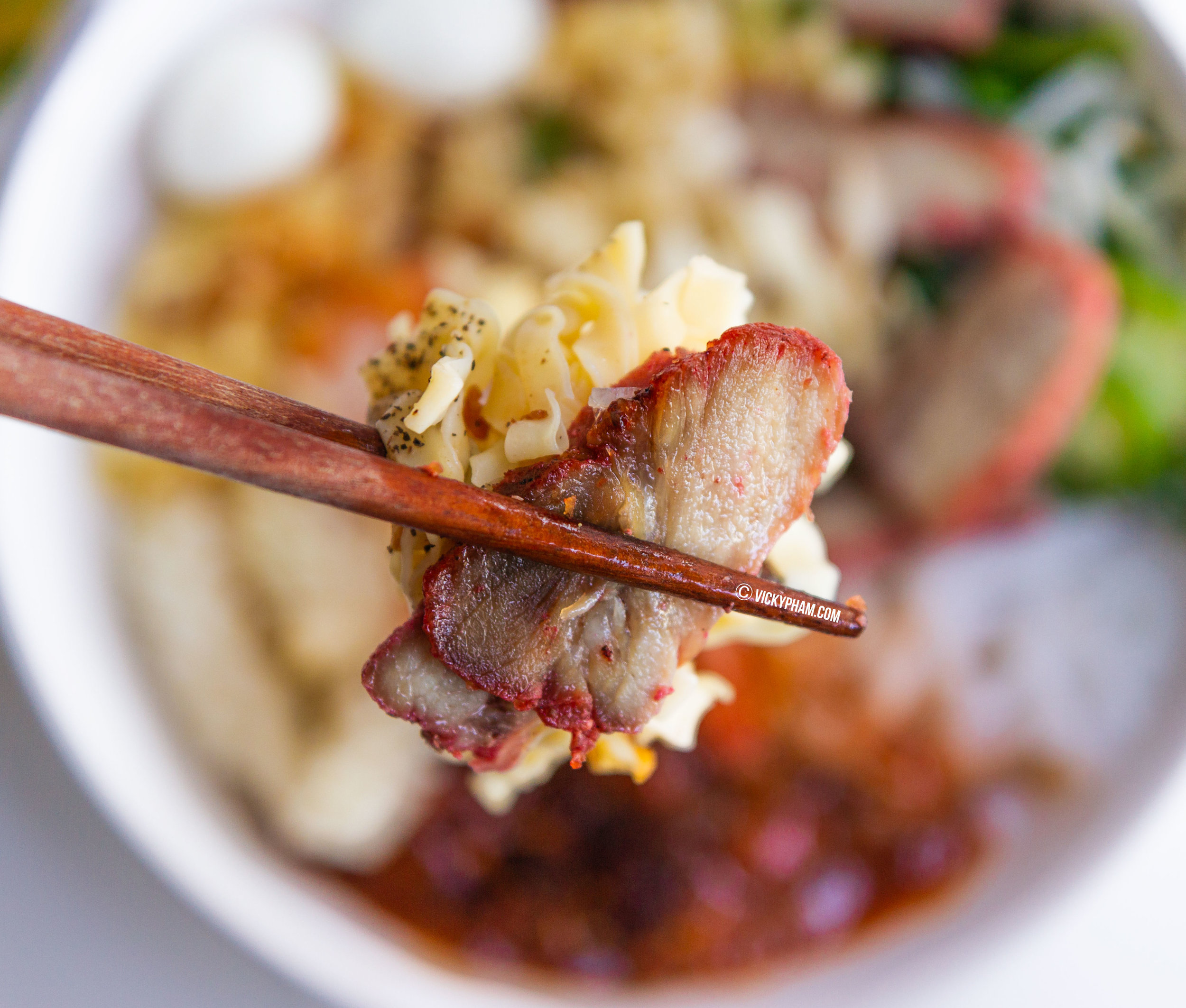 Vietnamese Dry Pork & Seafood Noodle Soup with Sauce (Hu Tieu Kho Voi Nuoc Sot)